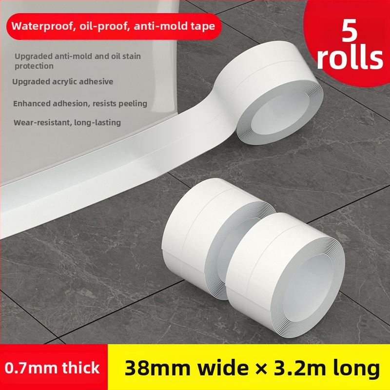 Лента за уплътнение на ръбове за баня и кухня — самозалепваща, PVC, водоустойчива, против мухъл