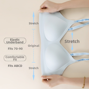 Sutien din nylon, fără cusături, bretele subțiri tip spaghetti, Push-Up, respirabil, model spate netezat, cupe subțiri