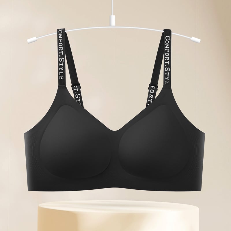 Sutien din nylon, fără cusături, bretele subțiri tip spaghetti, Push-Up, respirabil, model spate netezat, cupe subțiri