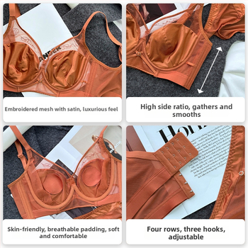 Satīna krūšturis ar trušu ausu formu kupām, ultra-plānas formētas kupas, tērauda gredzens, aizmugurē četri āķi