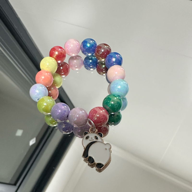 Vaikų apyrankė su vienaragio pakabuku — rankų darbo akriliniai karoliukai, animacinių personažų dizainas, logotipo spausdinimas įmanomas, amžiaus grupė 3-10 metų