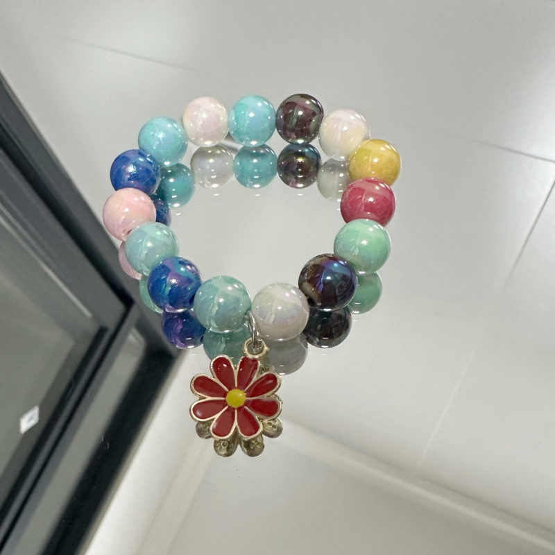 Vaikų apyrankė su vienaragio pakabuku — rankų darbo akriliniai karoliukai, animacinių personažų dizainas, logotipo spausdinimas įmanomas, amžiaus grupė 3-10 metų