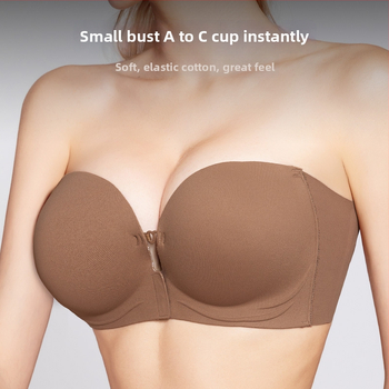 Bustier s prednjim zatvaranjem, bez naramenica, bez žica, bez šivenja, 3/4 košarica s debelim oblikovanim košaricama, push-up i podizanje