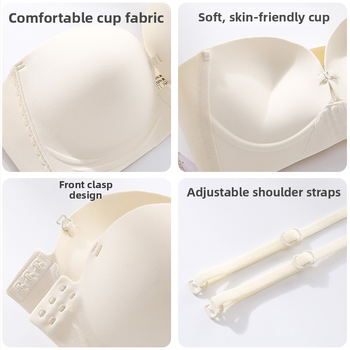 Bustier s prednjim zatvaranjem, bez naramenica, bez žica, bez šivenja, 3/4 košarica s debelim oblikovanim košaricama, push-up i podizanje