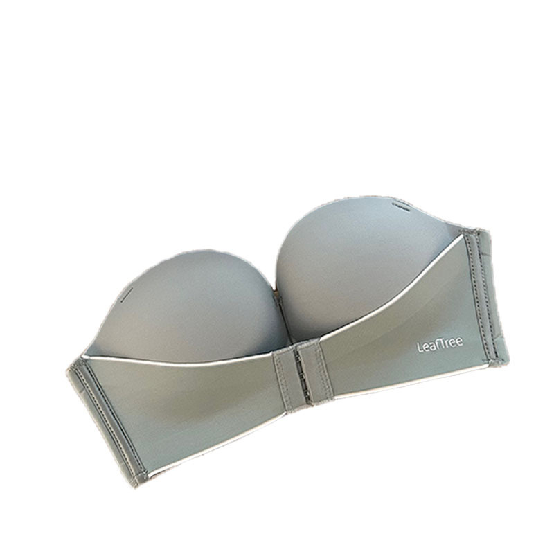 Sutien bez ramena s prednjim zatvaračem, push-up, bezšiven, 3/4 košarica