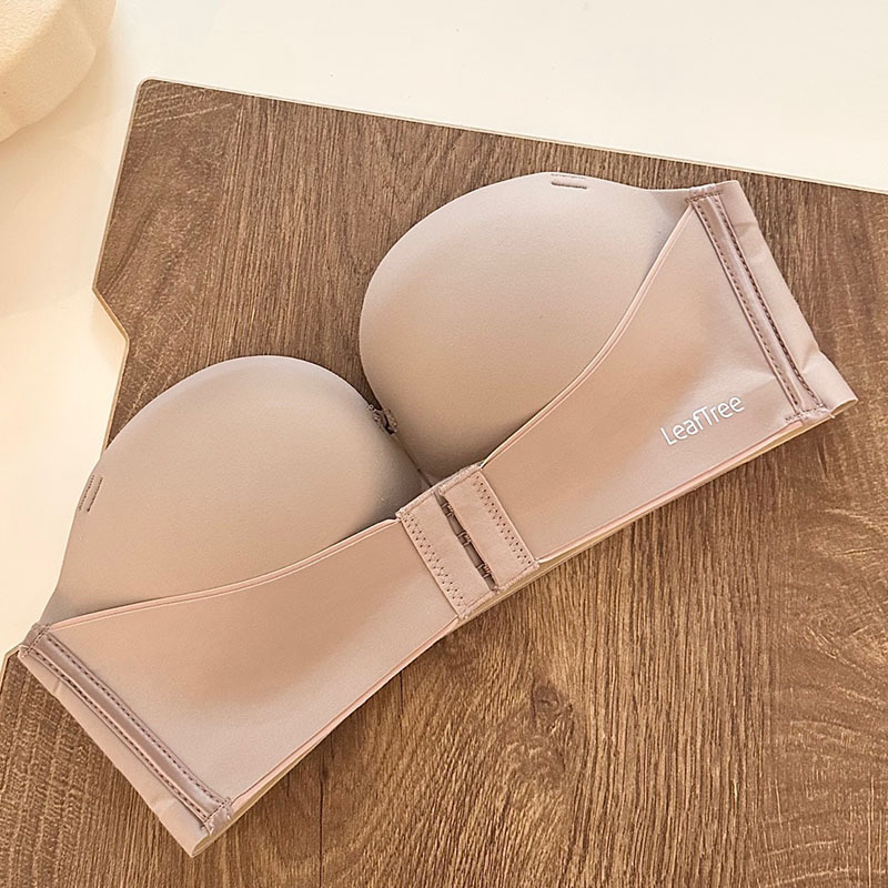 Sutien bez ramena s prednjim zatvaračem, push-up, bezšiven, 3/4 košarica