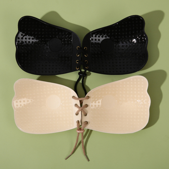 Безпрезрамков пуш-ъп невидим бюстгълтер с силиконова подплата, чашка 3/4, средна форма, лъскав дизайн