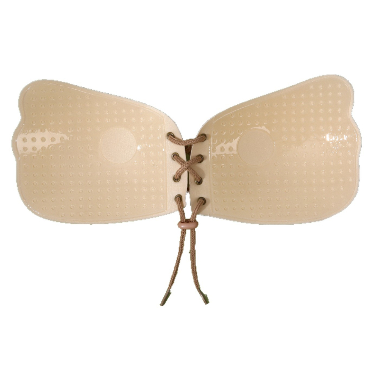 Безпрезрамков пуш-ъп невидим бюстгълтер с силиконова подплата, чашка 3/4, средна форма, лъскав дизайн