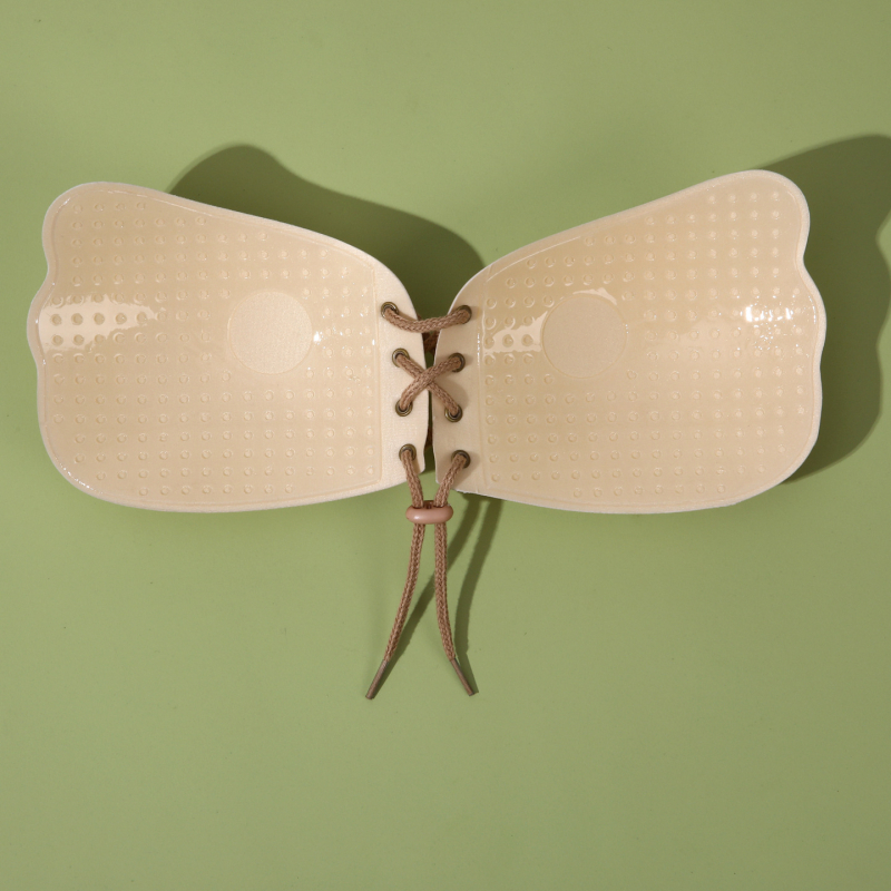 Безпрезрамков пуш-ъп невидим бюстгълтер с силиконова подплата, чашка 3/4, средна форма, лъскав дизайн