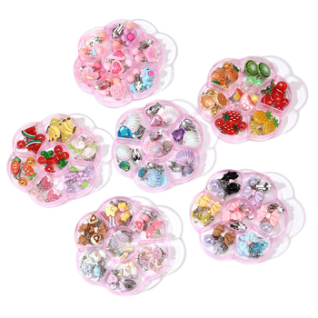 Vaikų ausų klipsai (be piercingo) - Cartoon stilius, plastiko/rezino medžiaga, skausmo palengvinimas, 7 porų rinkinys