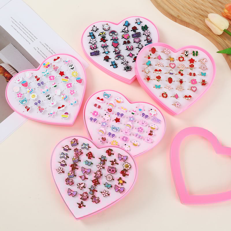 Laste DIY sõrmuste komplekt lipsuga — raudast sõrmused, Korea stiil, 36 tk, eraldi pakendatud, alates 10-aastastest