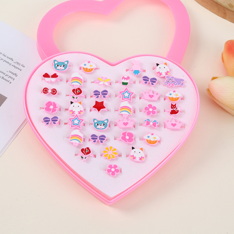 Vaikų DIY žiedų rinkinys su kaspinu — geležies žiedai, Korėjos stiliaus, 36 vnt., atskirai įpakuota, nuo 10 metų