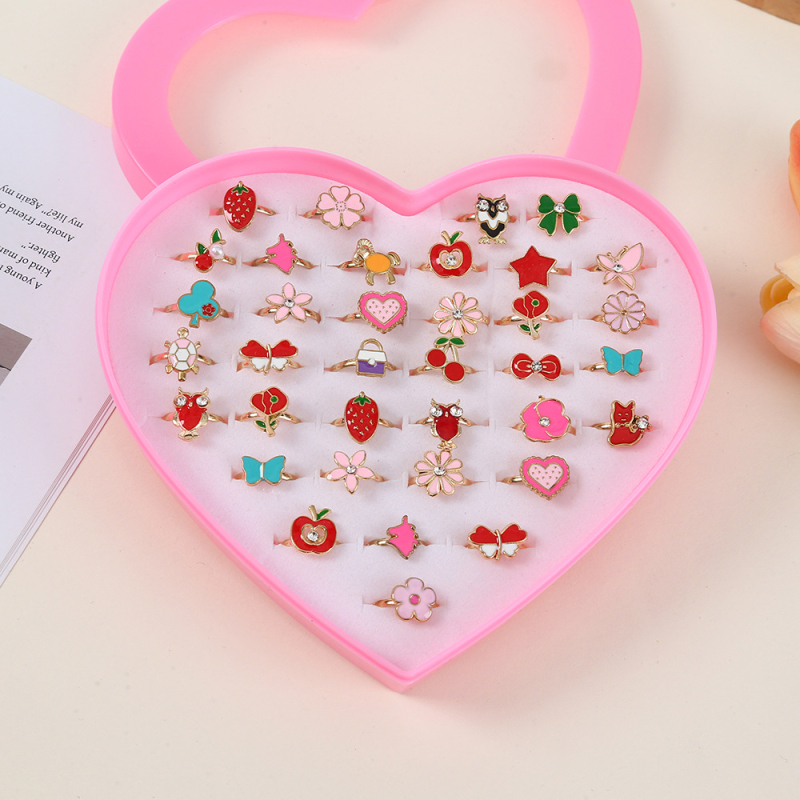 Vaikų DIY žiedų rinkinys su kaspinu — geležies žiedai, Korėjos stiliaus, 36 vnt., atskirai įpakuota, nuo 10 metų