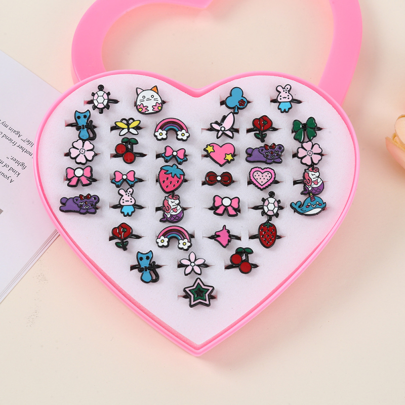 Vaikų DIY žiedų rinkinys su kaspinu — geležies žiedai, Korėjos stiliaus, 36 vnt., atskirai įpakuota, nuo 10 metų