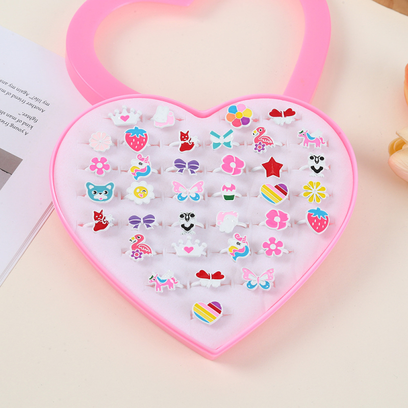 Vaikų DIY žiedų rinkinys su kaspinu — geležies žiedai, Korėjos stiliaus, 36 vnt., atskirai įpakuota, nuo 10 metų