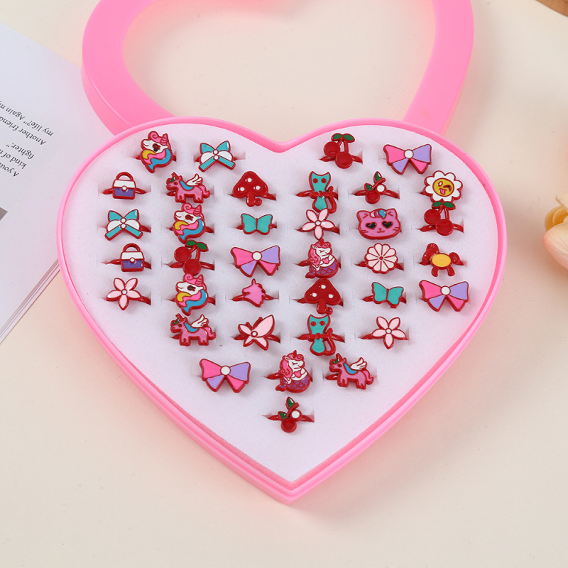 Vaikų DIY žiedų rinkinys su kaspinu — geležies žiedai, Korėjos stiliaus, 36 vnt., atskirai įpakuota, nuo 10 metų