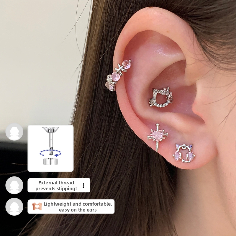 Ушни пирони от титиева стомана, геометрична форма, електроплатени, за деца, свеж и сладък стил