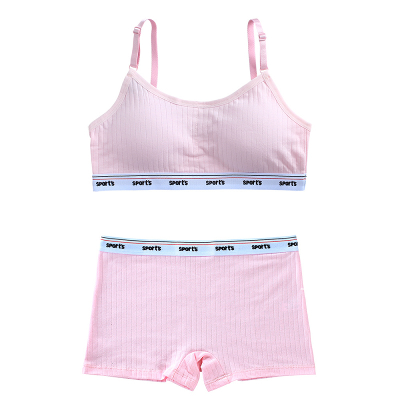 Σετ παιδικά σουτιέν από βαμβάκι με τοπ τύπου γιλέκο, 90-95% βαμβάκι, πλήρης cups, σταθερές διπλές τιράντες, αναπνέει και απορροφά τον ιδρώτα