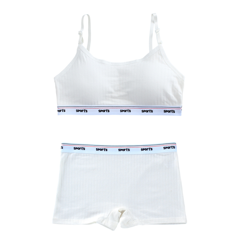 Σετ παιδικά σουτιέν από βαμβάκι με τοπ τύπου γιλέκο, 90-95% βαμβάκι, πλήρης cups, σταθερές διπλές τιράντες, αναπνέει και απορροφά τον ιδρώτα