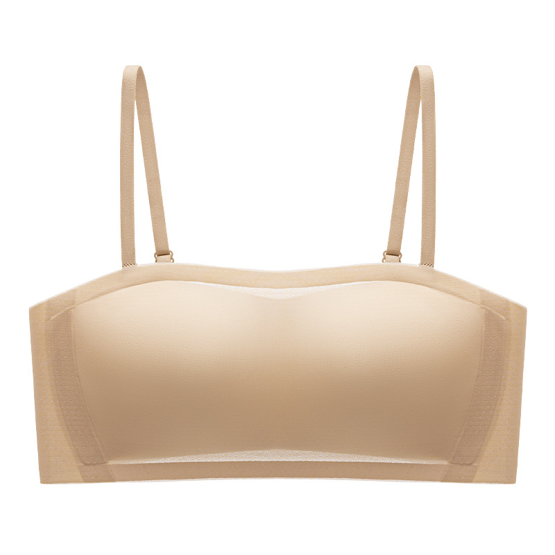 Bezrameni bandeau grudnjak za žene, tanak ljetni, nevidljiv, anti-klizanje, bezšavni, za male grudi, push-up