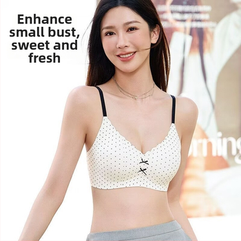 Σουτιέν χωρίς ραφές με φιόγκο σε πουά μοτίβο – νάιλον, 3/4 Κούπα, μορφοποιημένο Κύπελλο (λεπτό πάνω, παχύτερο κάτω), ανυψωτική στήριξη