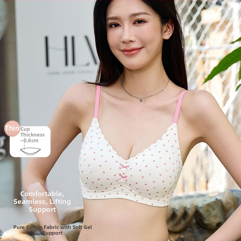 Σουτιέν χωρίς ραφές με φιόγκο σε πουά μοτίβο – νάιλον, 3/4 Κούπα, μορφοποιημένο Κύπελλο (λεπτό πάνω, παχύτερο κάτω), ανυψωτική στήριξη