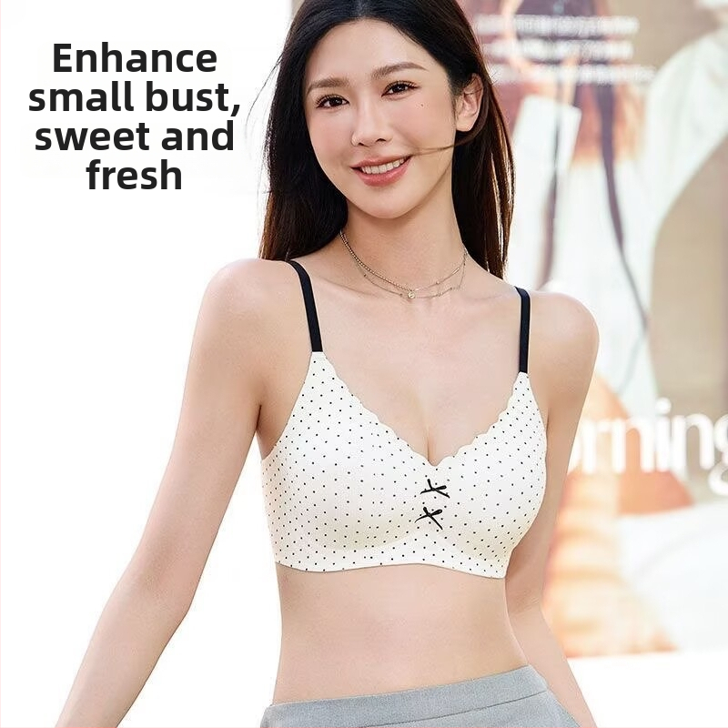 Bezšvová podprsenka s bodkovanou mašličkou – nylon, 3/4 košíček, tvarovaný košíček (tenký horný, hrubý spodný), podpora zdvihu