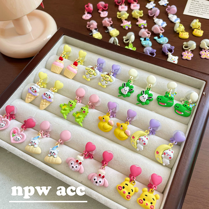 Laste kõrvaklipsid – tähtkujuline vorm, karikatuurstiil, sulam, printsesside sari