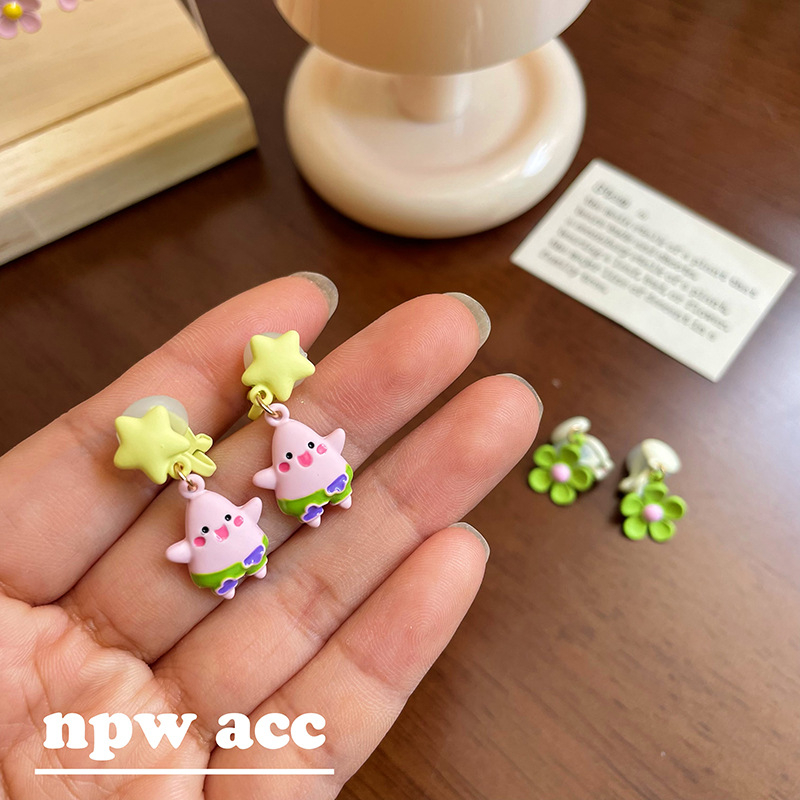 Laste kõrvaklipsid – tähtkujuline vorm, karikatuurstiil, sulam, printsesside sari