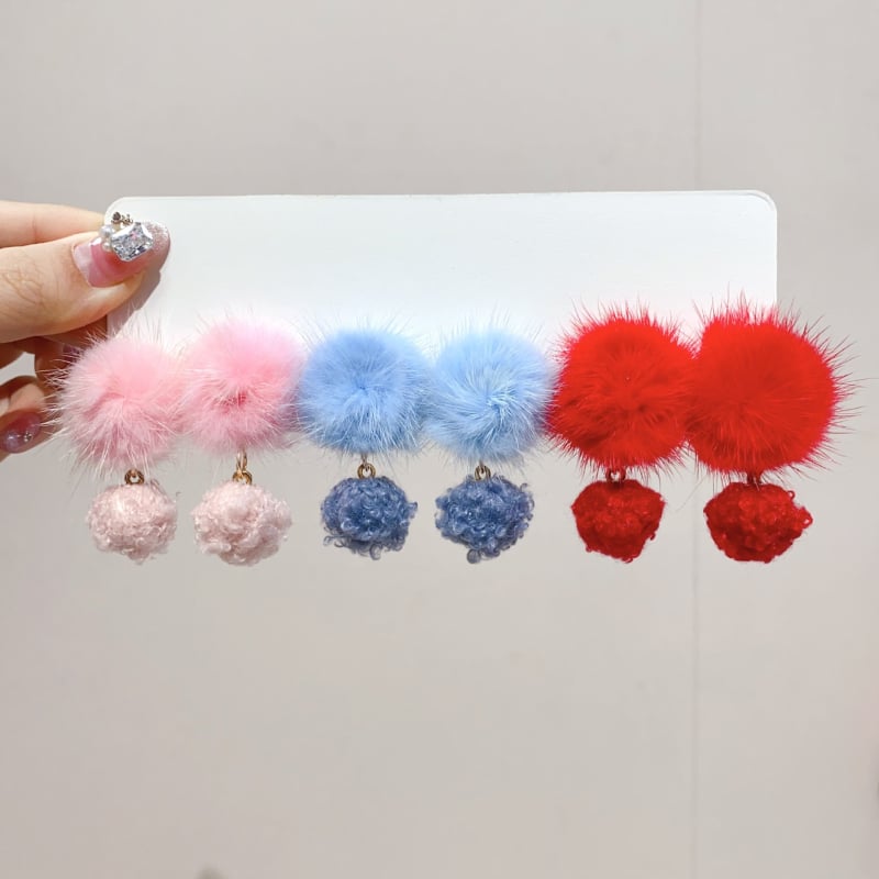 Χειροποίητη φουρκέτα μαλλιών από μαλλί για παιδιά – Σειρά Πριγκίπισσα, κλιπ για το αυτί, σχήμα μπαλίτσας