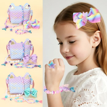 Σετ αξεσουάρ μαλλιών – σειρά Πριγκίπισσα, γεωμετρικά σχήματα, χειροποίητο ύφασμα, για παιδιά 3–10 ετών.