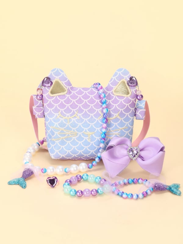 Σετ αξεσουάρ μαλλιών – σειρά Πριγκίπισσα, γεωμετρικά σχήματα, χειροποίητο ύφασμα, για παιδιά 3–10 ετών.