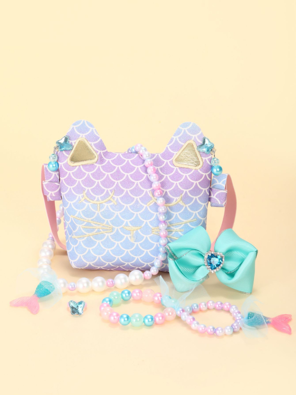 Σετ αξεσουάρ μαλλιών – σειρά Πριγκίπισσα, γεωμετρικά σχήματα, χειροποίητο ύφασμα, για παιδιά 3–10 ετών.