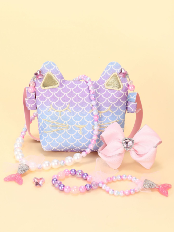 Σετ αξεσουάρ μαλλιών – σειρά Πριγκίπισσα, γεωμετρικά σχήματα, χειροποίητο ύφασμα, για παιδιά 3–10 ετών.