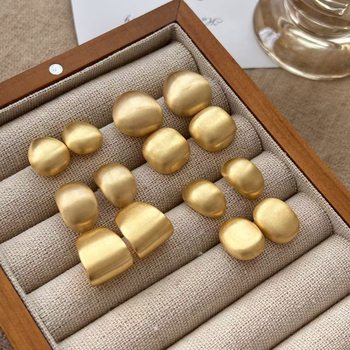 Обeци с геометричен дизайн, шлифован меден корпус, ушна игла от 925 сребро, стил Ins, марка Shutong