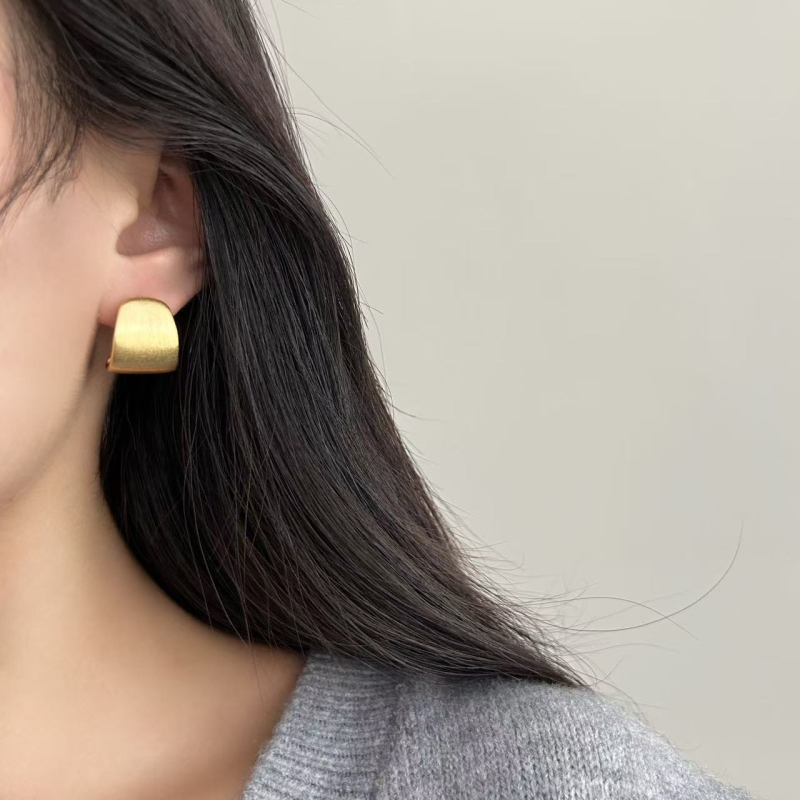 Обeци с геометричен дизайн, шлифован меден корпус, ушна игла от 925 сребро, стил Ins, марка Shutong