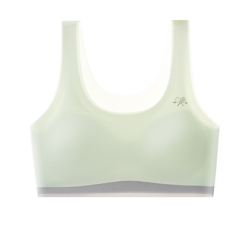 Sutien sport pentru fete adolescente, fără cusături, cupă 3/4, cu cupă subțire modelată din burete, material nylon, respirabil, bretele fixe, pentru vârsta 13–18