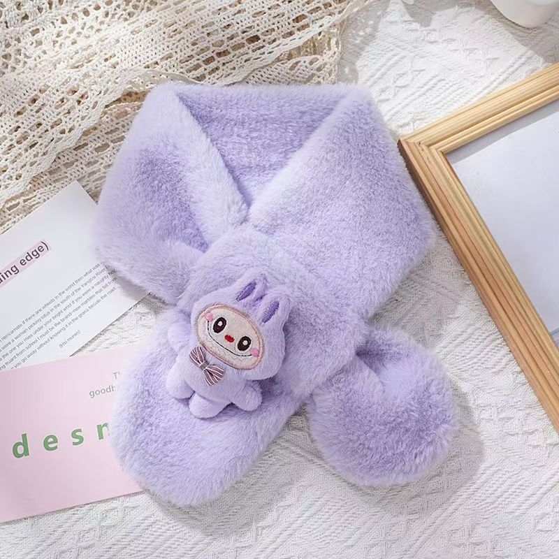 Dječji vuneni šal za zimu, debeli i topli, crtani motiv, križasti dizajn za vrat, unisex
