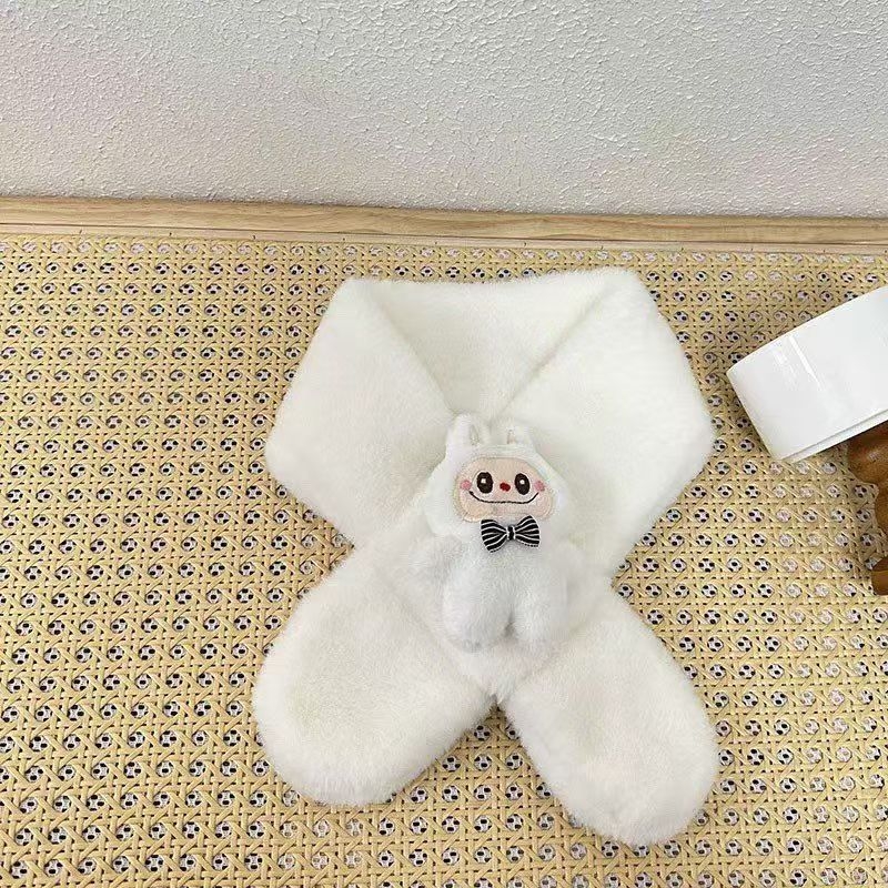 Dječji vuneni šal za zimu, debeli i topli, crtani motiv, križasti dizajn za vrat, unisex