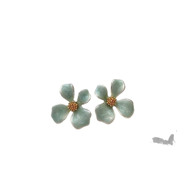 Медни обеци във форма на цвете, завършек с капково масло, ушни игли от 925 сребро, естествен стил, за жени