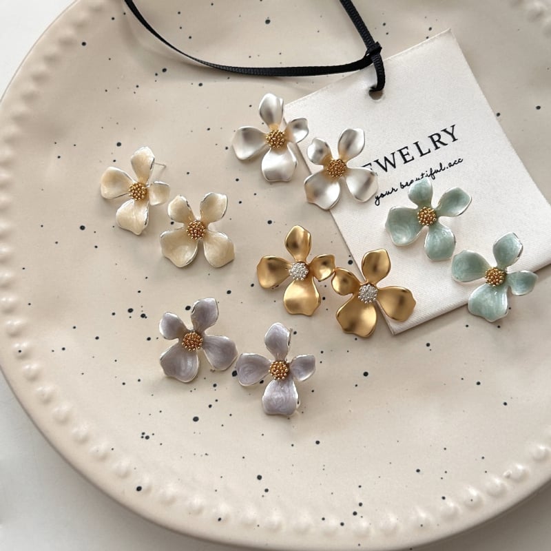 Медни обеци във форма на цвете, завършек с капково масло, ушни игли от 925 сребро, естествен стил, за жени