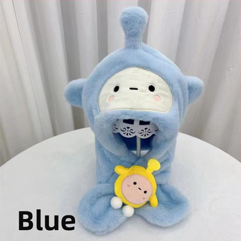 Детска качулка-шал с ушна защита, пухена изкуствена зайчева козина, бродирана обработка, есен 2023, за деца 2–4, 4–6 и 8–10 г