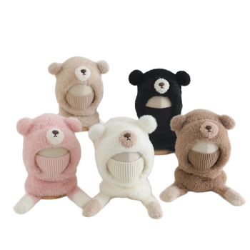 Шапка с качулка от плюш, подплатена с флис и комплект шал – топла и ветроустойчива за деца през зимата