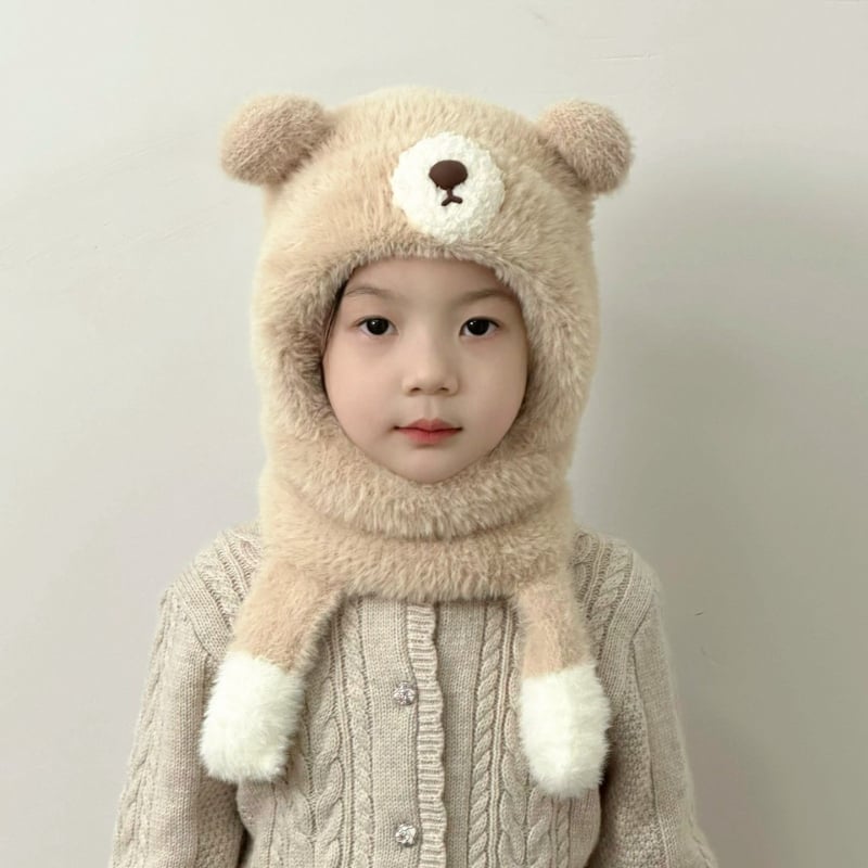 Шапка с качулка от плюш, подплатена с флис и комплект шал – топла и ветроустойчива за деца през зимата