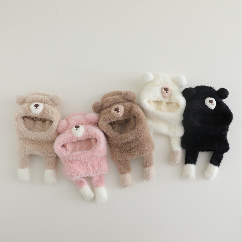 Шапка с качулка от плюш, подплатена с флис и комплект шал – топла и ветроустойчива за деца през зимата