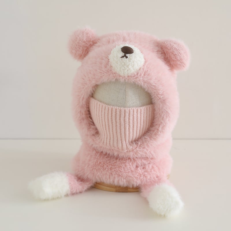 Шапка с качулка от плюш, подплатена с флис и комплект шал – топла и ветроустойчива за деца през зимата