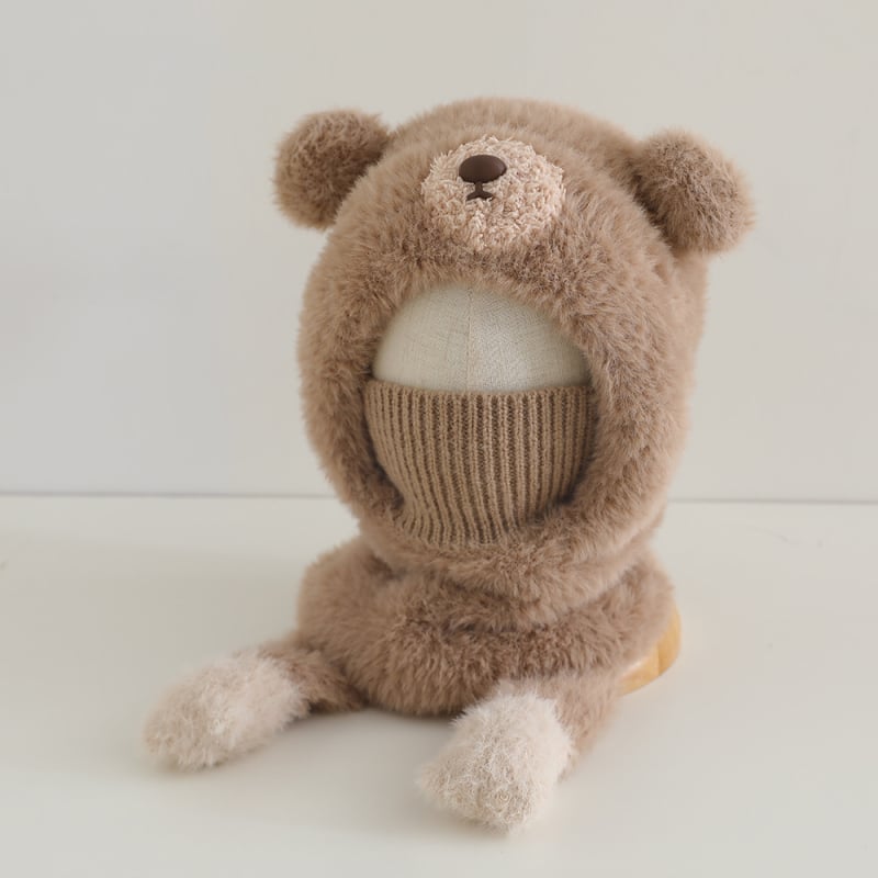 Шапка с качулка от плюш, подплатена с флис и комплект шал – топла и ветроустойчива за деца през зимата