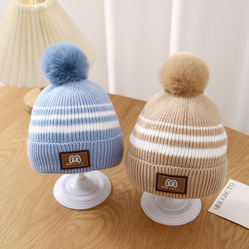 Плетена шапка за бебе - памук-кашемир, зима, райета защита на ушите, шал за врата, унисекс