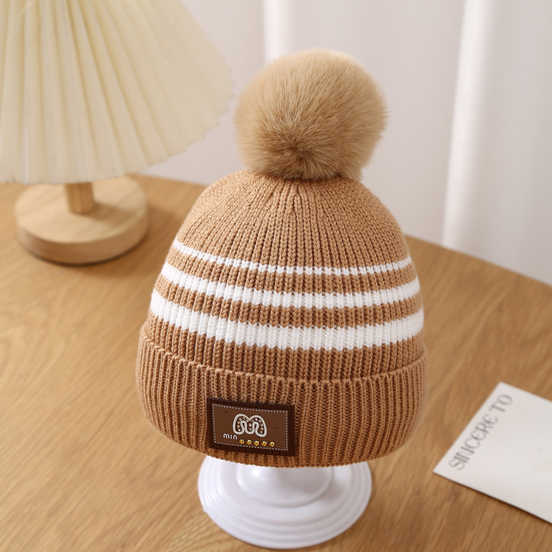 Плетена шапка за бебе - памук-кашемир, зима, райета защита на ушите, шал за врата, унисекс