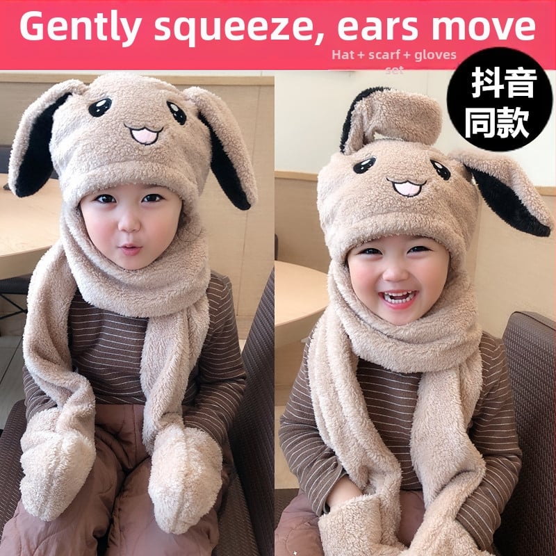 Шапка с ушички заек - зимна, топла и ветроустойчива (материал Shu velvet; куполна върха; защита на врата)